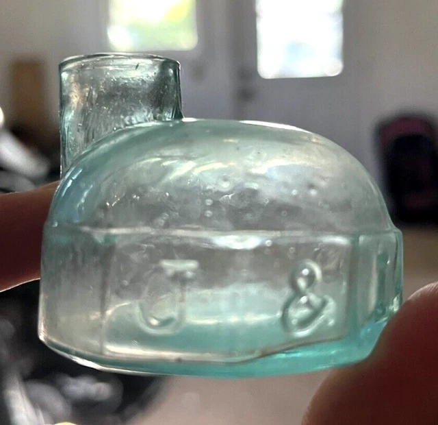 Nice Aqua Paneled Igloo Ink J. & I. E. M. Sheared Lip 1870'S Era Clean L@@K