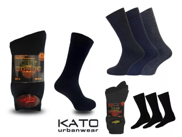 Mens KATO™ Rich Cotton Plain Short THERMAL 1.9 Tog Winter Socks UK 6-11