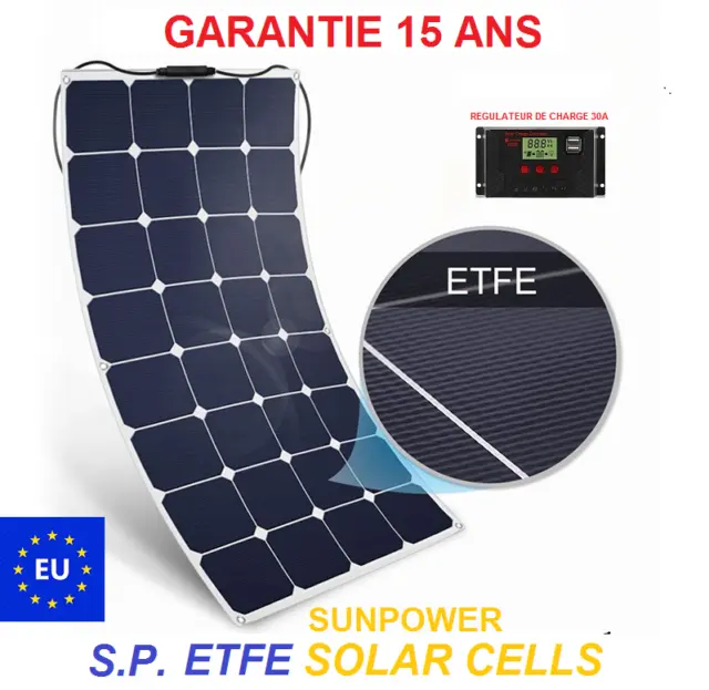 Kit de panneau solaire flexible Sunpower 170W pour camping-car bateau 1190x540mm