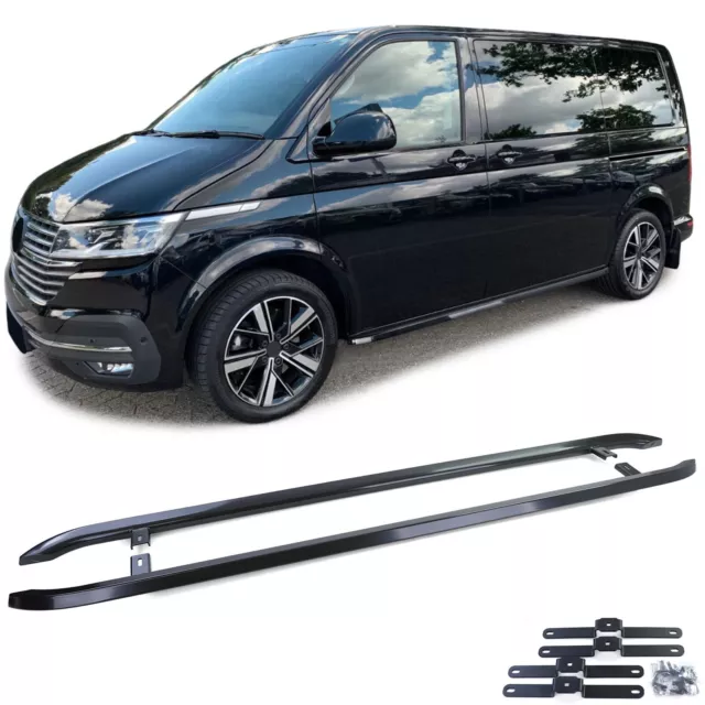 Trittbretter Schweller Edelstahl Schwarz Glanz für VW T5 T6 T6.1 kurzer Radstand