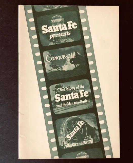 1940s Santa Fe Railroad Conquest Pamphlet Film Slide Photos Train History Vtg