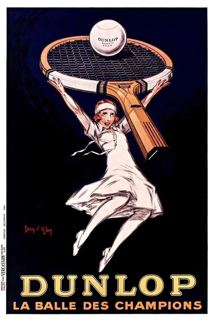 Poster Manifesto Locandina Pubblicità Epoca Sport Tennis Stampa Vintage Dunlop