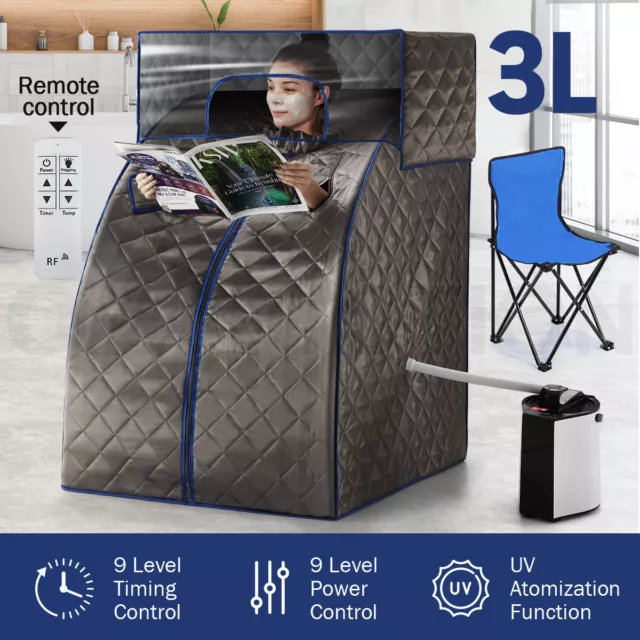 Portable Steam Sauna Tent Therapeutic Indoor Full Body Skin Spa Kit w/Head Cover