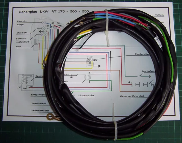 Kabelbaum für  DKW  RT 175 / 200 / 250, Kabelsatz