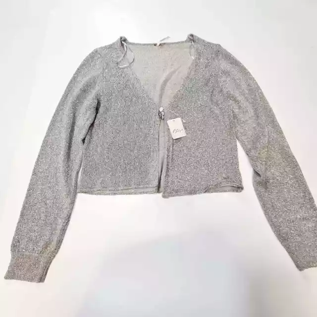 Free People Emmaline Cardi Top in Silver Springs Large 2