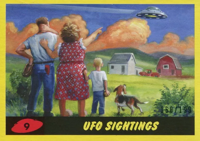 Mars Attacks The Revenge Yellow [199] Base Card #9 UFO Sightings