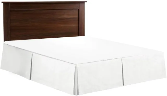 Falda de cama plisada caja de algodón egipcio 600TC talla King blanca sólida caída de 14"" pulgadas