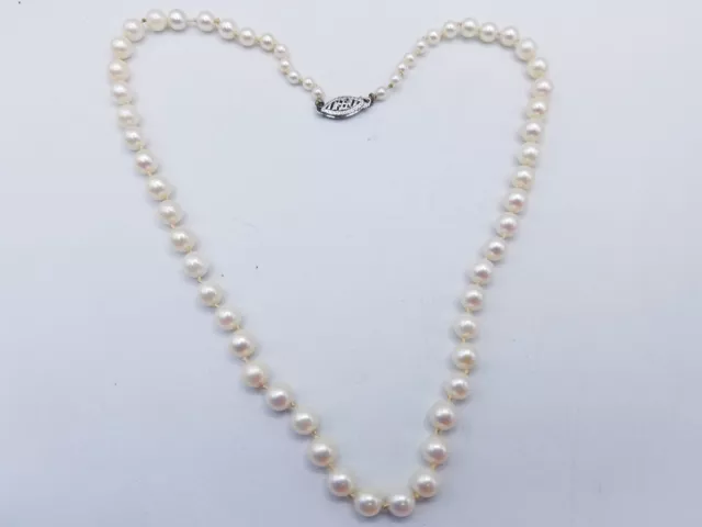 14k White Gold Pearl Beaded Necklace 16" 13.79g