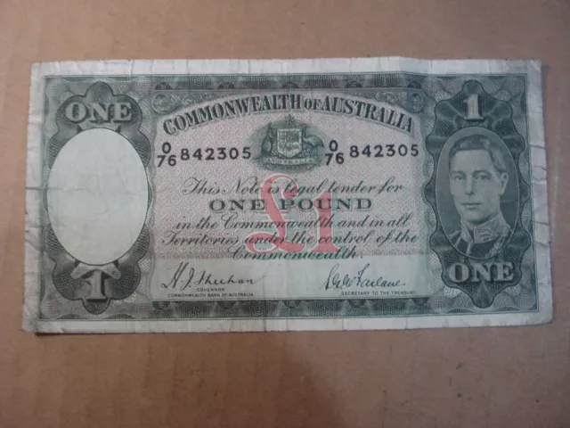 Australian 1938 Sheehan Mcfarlane One Pound Banknote Commonwealth Of Australia