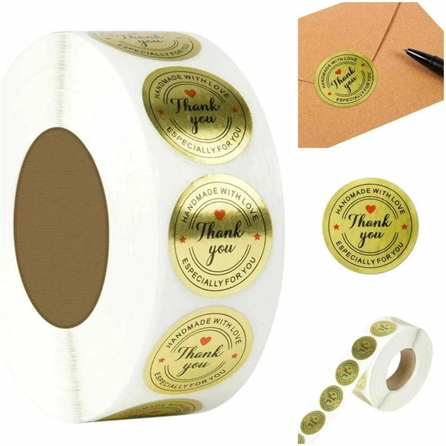 Round Heart Thank You Gold Hand Made With Love Labels Stickers Gift Craft Box