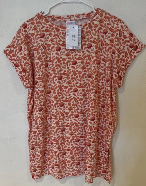 Lularoe Leah Style T-Shirt. Size Medium Orange Leaf Design. NWT