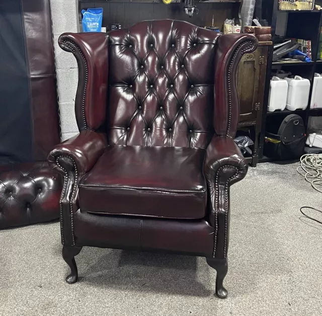 Oxblood Red leather chesterfield  Wingback Chair UK DELIVERY £60