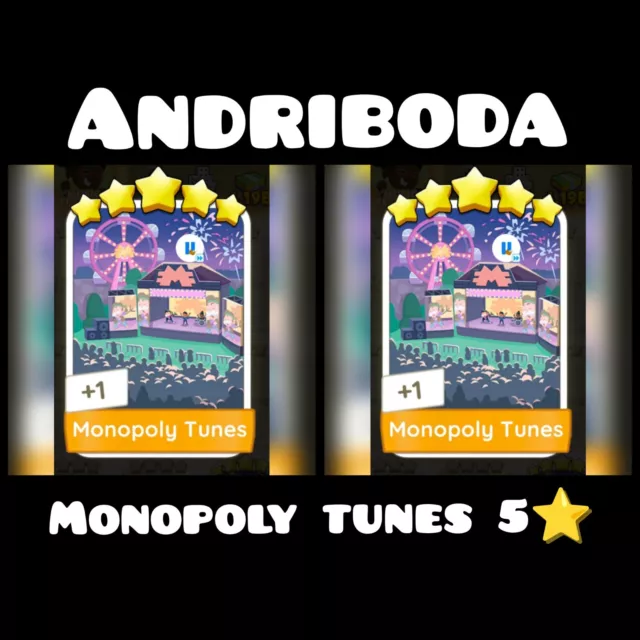 1 X Monopoly Tunes Sticker :- Monopoly Go Sticker :- ( 5 Star ⭐⭐⭐⭐⭐ )