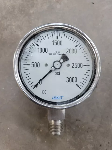 WIKA 3000PSI BOURDON tube pressure gauge, stainless steel, 233.30, 4 ...