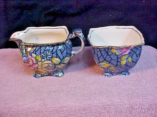 Vintage Royal Winton Grimwades Floral Creamer & Sugar Bowl 3