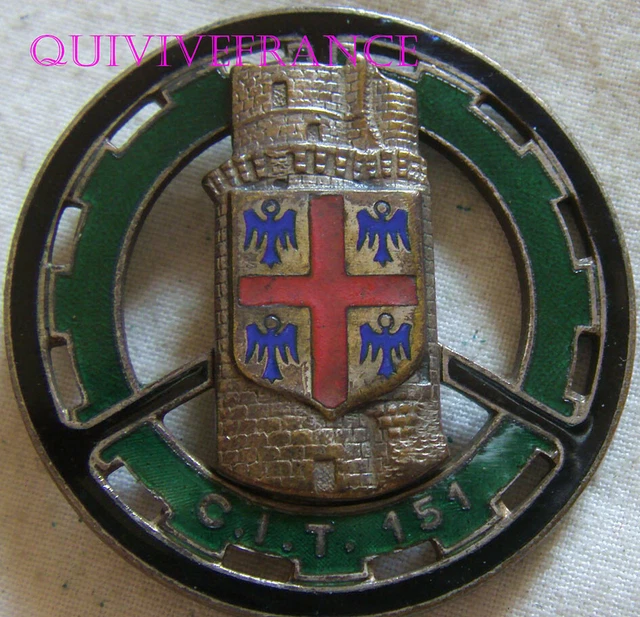 Insigne émail CIT 153 - Centre Instruction Du Train - Armée Française - Original Années 50/60