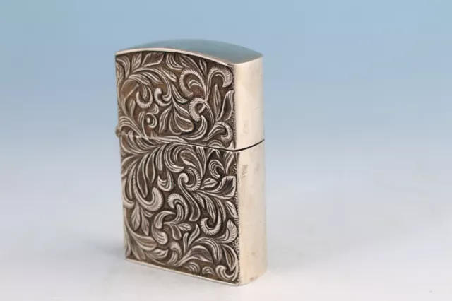 China Tibet silver handmade carving flower Lighter housing box collectable 2