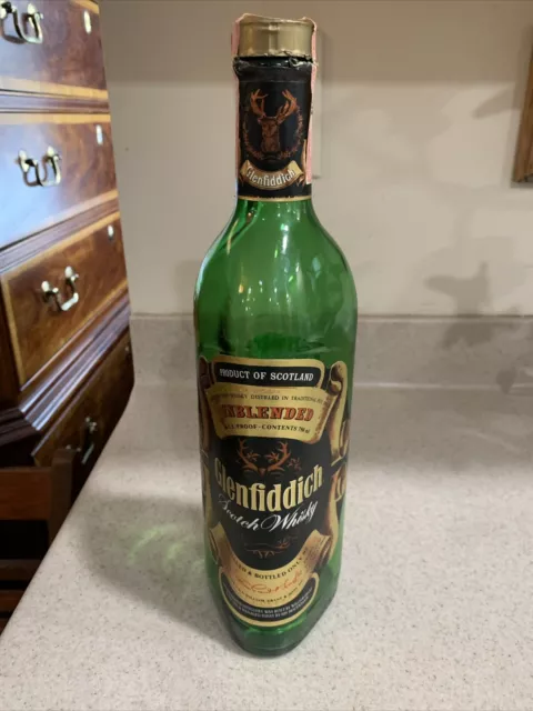 Vintage Glenfiddich Single Malt Scotch Whisky Bottle Green Empty