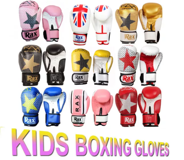 Kids Boxing Gloves Punch Bag Sparring Training Mitts MMA 4oz- 6oz- 8oz- R A X