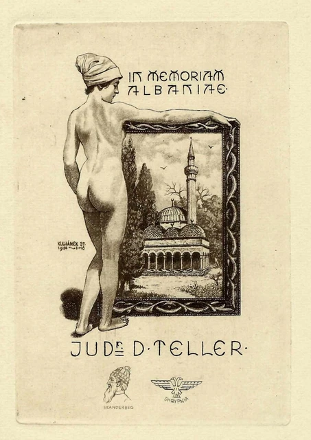 Stanislav Kulhánek: Exlibris m. Remarquen/ Weibl. Rückenakt m. phrygischer Mütze Stanislav Kulhánek: Exlibris m. Remarquen/ Weibl. Rückenakt m. phrygischer Mütze
