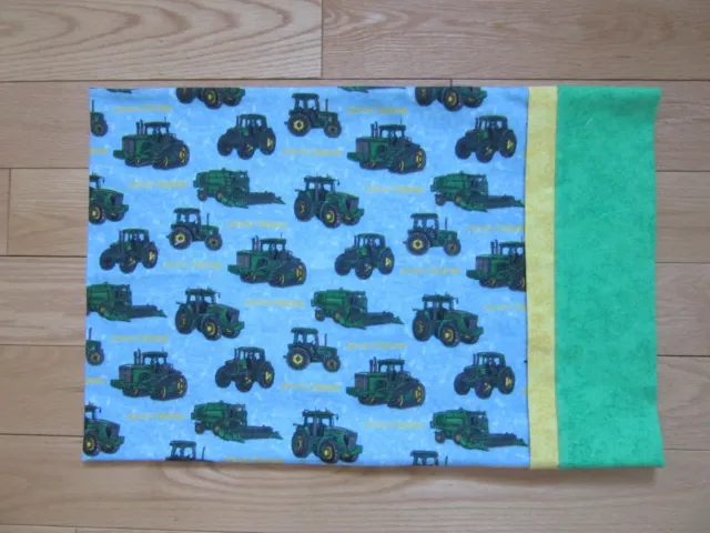 JOHN DEERE Pillowcase Flannel Fabric TRAVEL Size Pillow Case Toddler  Farm