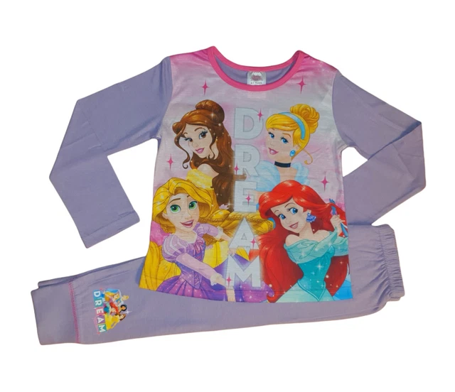 GIRLS DISNEY PRINCESS Pyjamas Rapunzel Ariel Belle Cinderella Age 4-10 ...