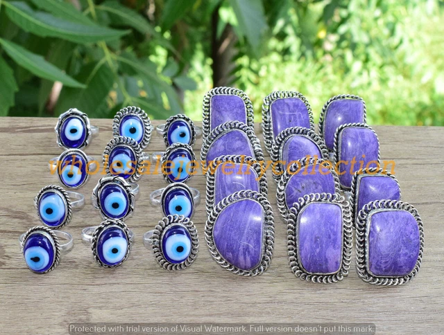 Evil Eye & Mix Gemstone Ring Wholesale 1pcs Lots Handmade Ethnic Jewelry