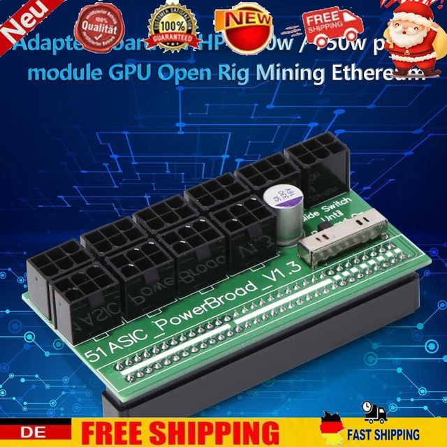 750W-1200W PSU POWER Supply Breakout Board 10 Ports PCIe 6Pin for HP ...