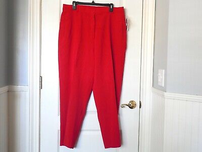 Kim Rogers Essentials Ladies Dress Pants Size 18 Short Red Flat Front NWT