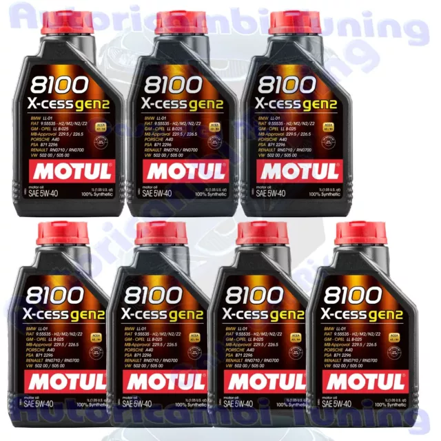 7 Lt Litres Huile de Moteur Voiture MOTUL 8100 X-Cess Xcess GEN2 5W40 Acea A3 B4