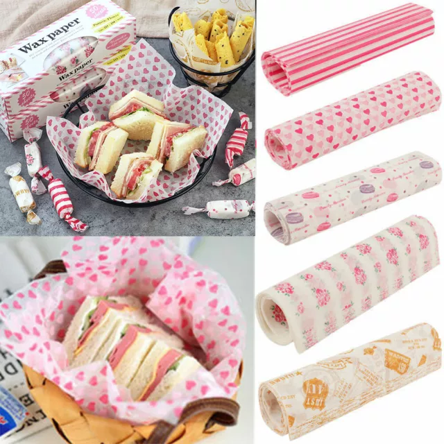 50Pcs Food Wrapping Wax Paper Hambur Paper Sandwich Bread Candy Wrap Oilpaper AU