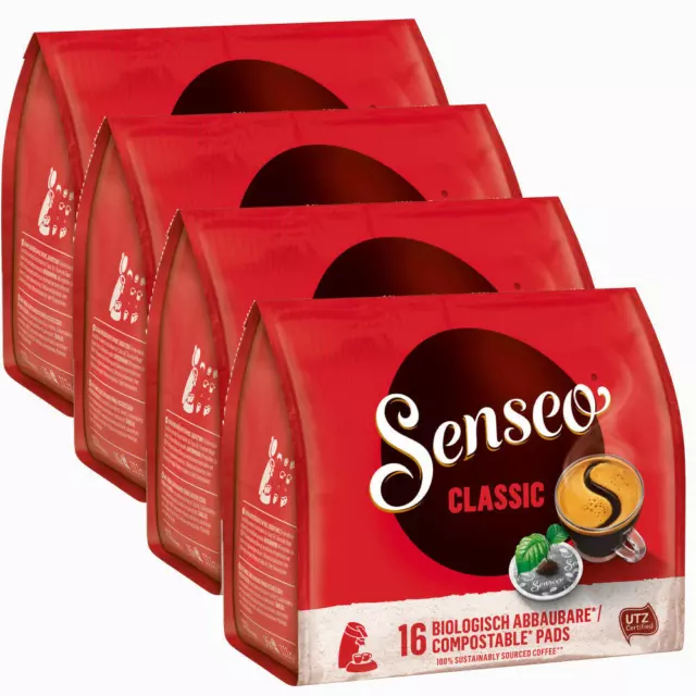 Senseo Classique, Nouveaux Design, Lot de 4, 4 x 16 Dosettes de Café