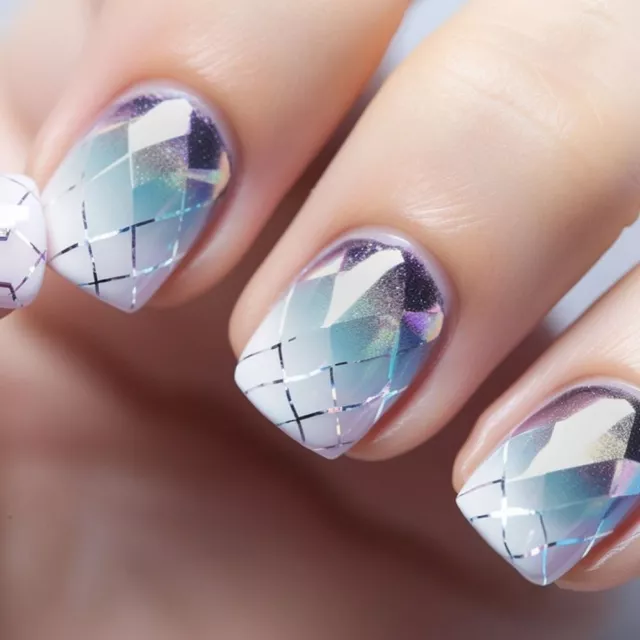 Blaues Blatt Falsche Nägel Kurze Runde Nagels pitzen Gefälschte Nägel  Für DIY