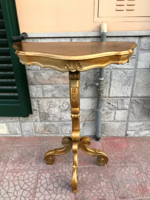 Antigua Trípode Pedestal De la Sacristía Madera Dorado Piso Nuez Primero 900