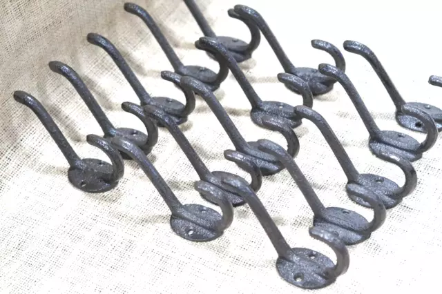 15 Coat Hooks Hat Hook Hall Tree Rustic Towel Vintage School Style Cast Iron