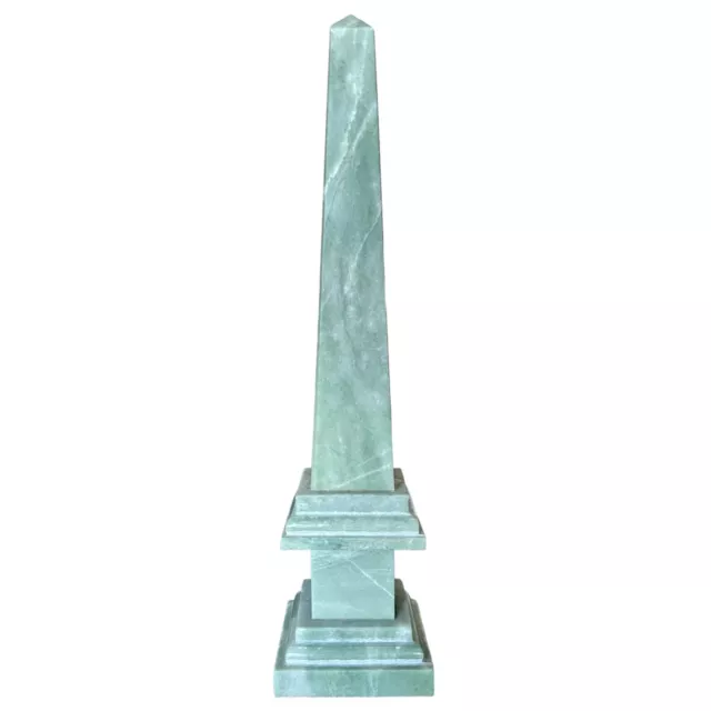 Obelisk Classic IN Marble Green Light Sculpture Table Home Decor H 30CM