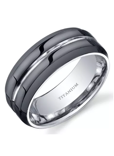 NEW Modern Style comfort fit Mens 8mm Black Titanium Wedding Band Ring Sz 7-14