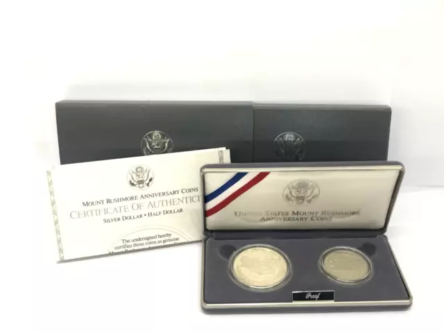 1991 US Mint Mount Rushmore Anniversary Two Coin Proof Set with COA