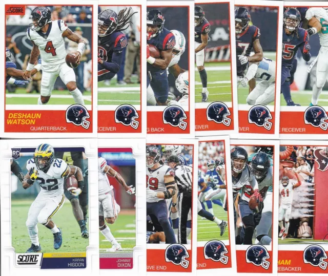 Houston Texans 2019 Score Football Team Set (12) W/ Rookies Luck Hilton +