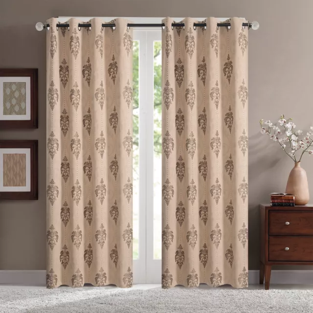 Thermal Insulated bedroom Jacquard Blackout Curtain Ring Top 3 size drop 1pair 2