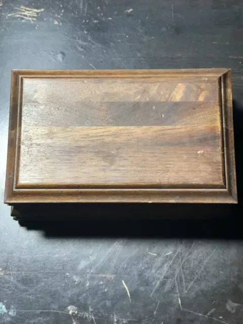 Vintage Wood Hinged Trinket Wooden Jewelry Box