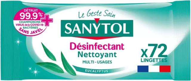 Lingettes Multi-Usages Désinfectantes Eucalyptus x 72 lingettes