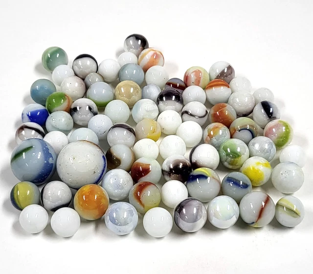 Lot De Billes Anciennes En Verre Murano – Swirl – Multi Couleurs