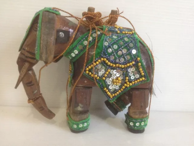 Thai Burmese handmade vintage marionette string elephant puppet