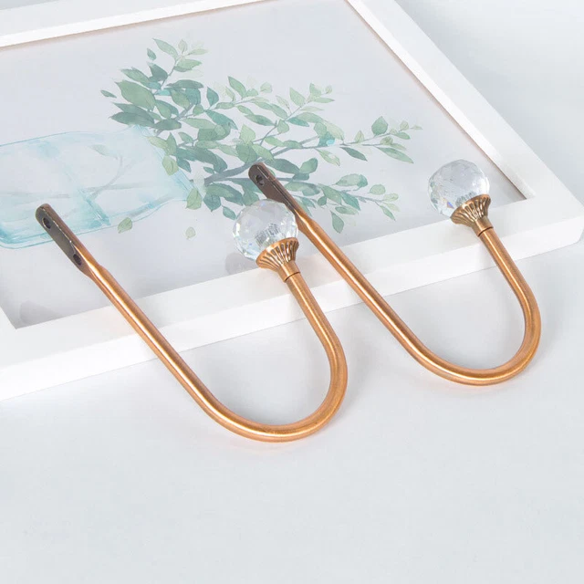 2Pcs Crystal Curtain Holdbacks Wall Tie Backs Hooks Hanger Holder Home Decor 3