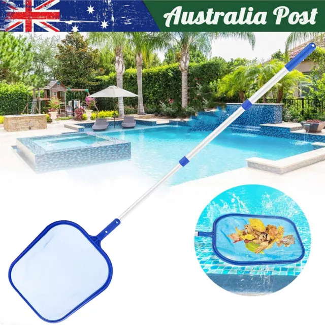 Swimming Pool Skimmer Net Leaf Rake Scoop Cleaning Mesh Frame with Aluminum Pole