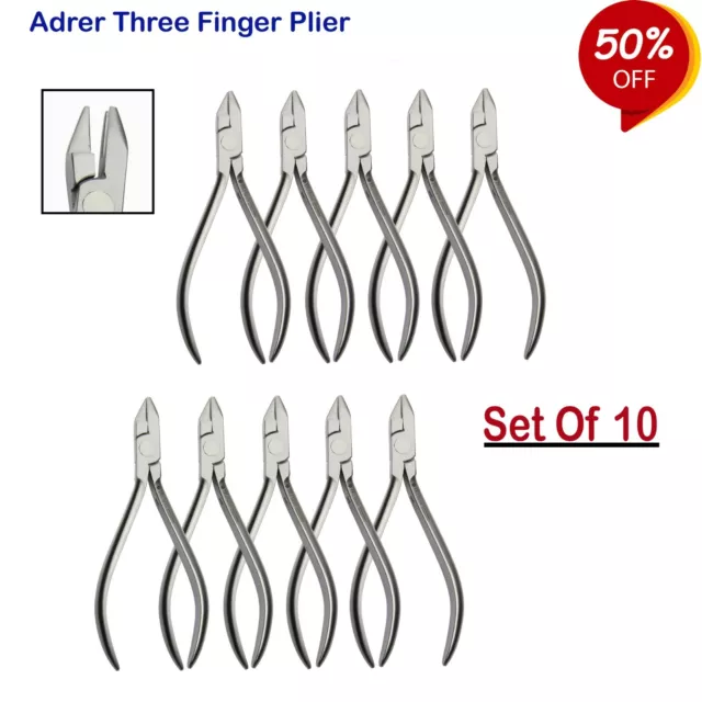 Orthodontic Adrer Three Finger Adjusting Clasp Pliers Archwire Removal Set Of 10