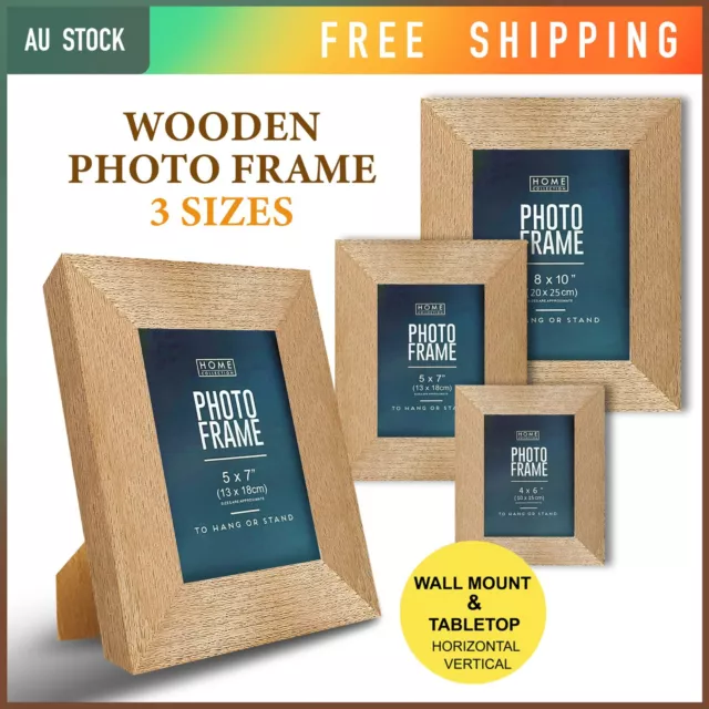 Wooden Rustic Photo Frame Picture Display Tabletop Wall Art Hanging 4x6 5x7 8x10