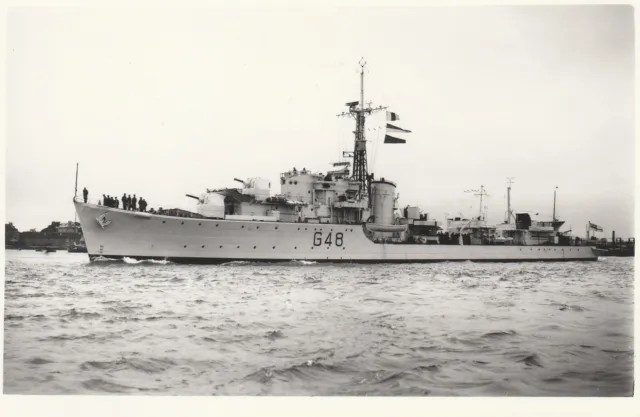 Original Royal Navy Photograph. HMS "Obedient" Destroyer. WW2. Port. Aug, 1946