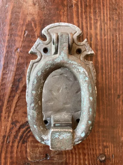 antique solid heavy oval shaped  brass front door knocker bronze
